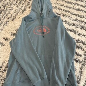 The North Face Women’s Teal Slate Green Hoodie with Coral Logo